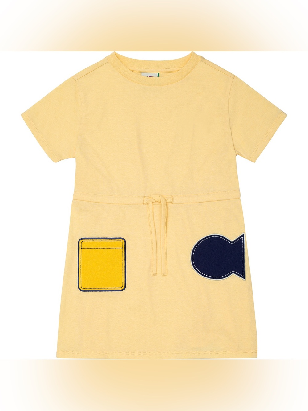 Mon Coeur Patch T-Shirt Dress Girls 5-6Y Yellow  Preppy Sustainable Casual